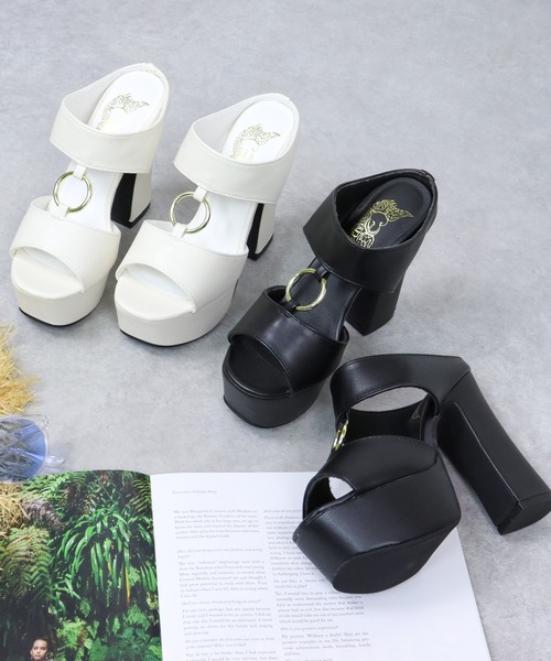 LOVEHUNTER（ラブハンター）の「LOVEHUNTER / フロントリングミュールサンダル (1576)（サンダル・レディース・ホワイト/ブラック・S/M/L/LL/SS）」の6枚目の写真