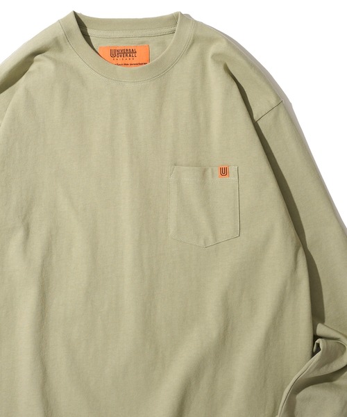 UNIVERSAL OVERALL(ユニバーサルオーバーオール)の「【UNIVERSAL OVERALL】別注 ポケットクルーネック ロングスリーブTシャツ / POCKET LONG SLEEVE(Tシャツ/カットソー・メンズ・グリーン/ベージュ/ネイビー/ホワイト/ブラック/チャコールグレー/グレイッシュベージュ/オートミール/ライトピンク/サックスブルー/セージグリーン/ミント・MEDIUM/X-LARGE/LARGE/SMALL)」の9枚目の写真