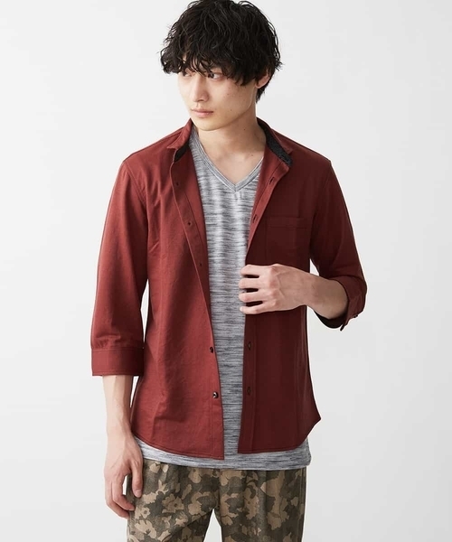 MK MICHEL KLEIN HOMME (エムケーミッシェルクランオム)の「カノコ七分シャツ(シャツ/ブラウス・メンズ・グレー/ブラウン/ブルー/ホワイト・48/51/46)」の4枚目の写真