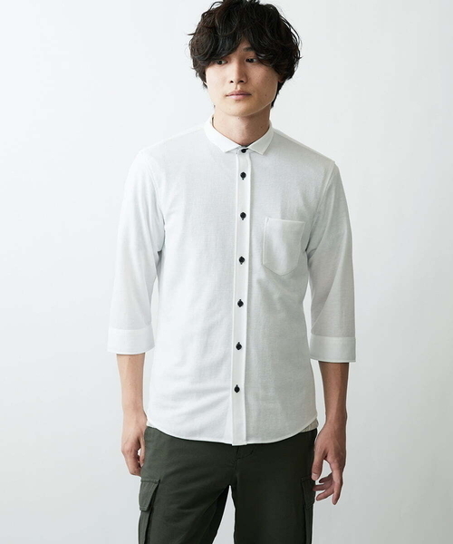 MK MICHEL KLEIN HOMME (エムケーミッシェルクランオム)の「カノコ七分シャツ(シャツ/ブラウス・メンズ・グレー/ブラウン/ブルー/ホワイト・48/51/46)」の2枚目の写真