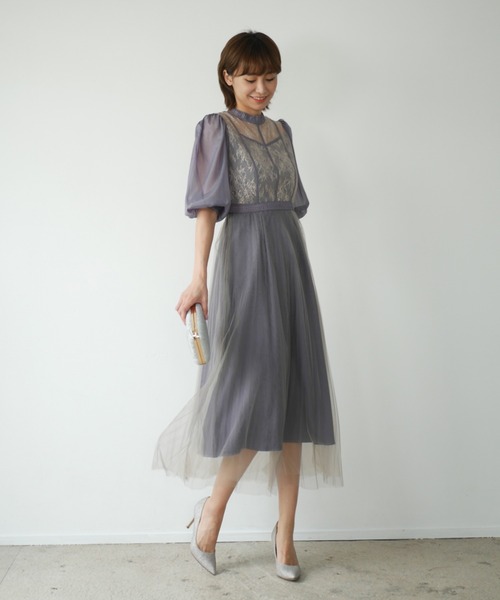 My shawty(マイシャウティー)の「lace combi pleats dress(ドレス・レディース・ブラック/ラベンダー・FREE)」の9枚目の写真