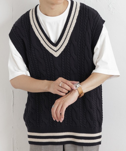 DISCOAT（ディスコート）の「チルデンニットベスト（ベスト・レディース・ネイビー/アイボリー・FREE）」の11枚目の写真