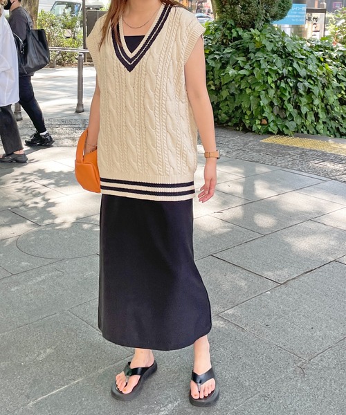 DISCOAT（ディスコート）の「チルデンニットベスト（ベスト・レディース・ネイビー/アイボリー・FREE）」の16枚目の写真