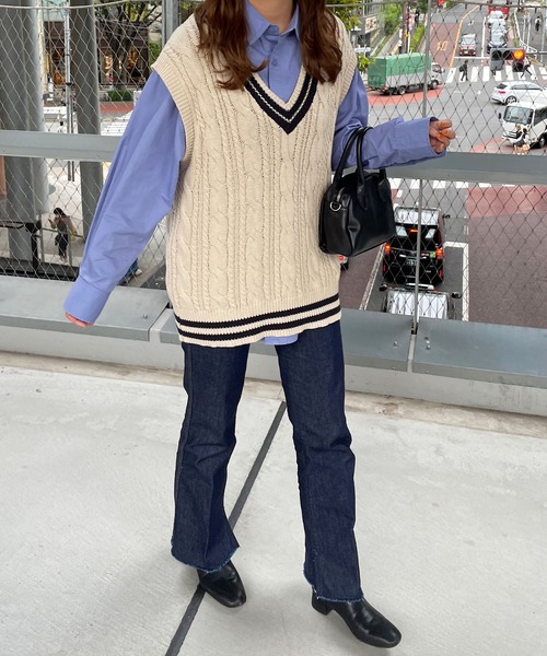 DISCOAT（ディスコート）の「チルデンニットベスト（ベスト・レディース・ネイビー/アイボリー・FREE）」の19枚目の写真