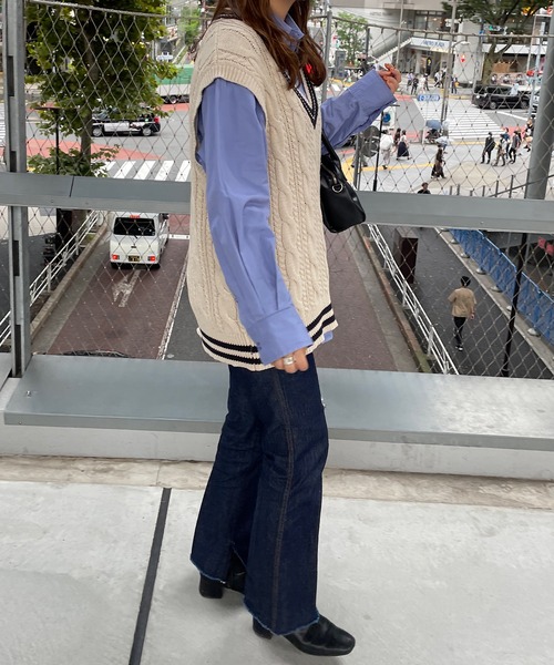 DISCOAT（ディスコート）の「チルデンニットベスト（ベスト・レディース・ネイビー/アイボリー・FREE）」の21枚目の写真