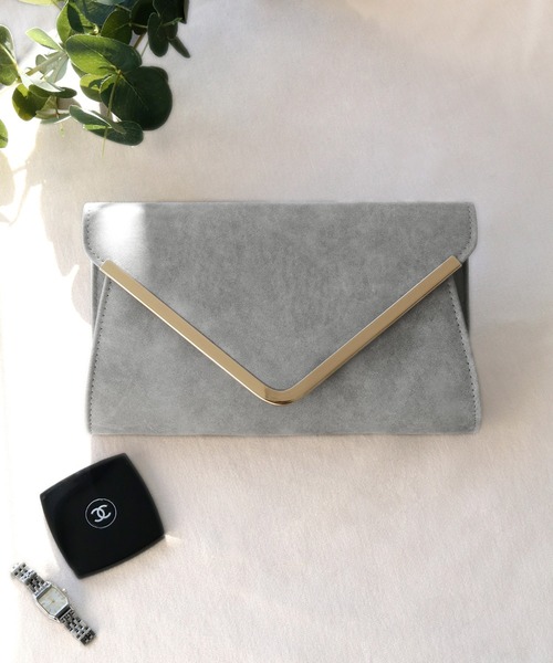 V字プレートフェイクレザークラッチパーティーバッグ 結婚式