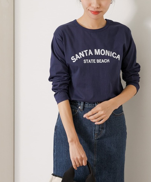 URBAN RESEARCH Sonny Label(アーバンリサーチサニーレーベル)の「SANTAMONICAロゴプリントロングTシャツ(Tシャツ/カットソー・レディース・ネイビー/レッド/オフホワイト・FREE)」の3枚目の写真