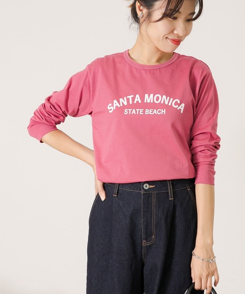 URBAN RESEARCH Sonny Label(アーバンリサーチサニーレーベル)の「SANTAMONICAロゴプリントロングTシャツ(Tシャツ/カットソー・レディース・ネイビー/レッド/オフホワイト・FREE)」の1枚目の写真