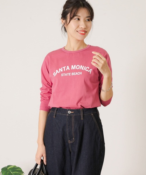 URBAN RESEARCH Sonny Label(アーバンリサーチサニーレーベル)の「SANTAMONICAロゴプリントロングTシャツ(Tシャツ/カットソー・レディース・ネイビー/レッド/オフホワイト・FREE)」の4枚目の写真