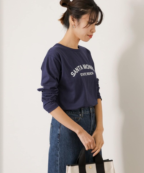 URBAN RESEARCH Sonny Label(アーバンリサーチサニーレーベル)の「SANTAMONICAロゴプリントロングTシャツ(Tシャツ/カットソー・レディース・ネイビー/レッド/オフホワイト・FREE)」の5枚目の写真