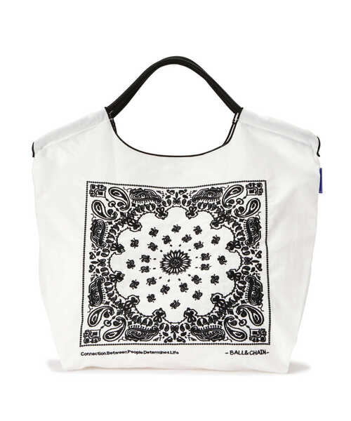 Ball&Chain(ボールアンドチェーン)の「Ball&Chain(ボールアンドチェーン) BANDANA/Mサイズ 刺繍ショッピングバッグ(エコバッグ/サブバッグ・レディース・ホワイト/ブラック/ネイビー/チャコール・F)」の6枚目の写真