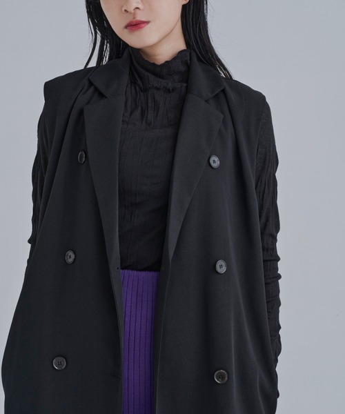 CLEARIMPRESSION （クリアインプレッション）の「【セットアップ対応】ダブルブレストテーラードロングジレ（ベスト・レディース・ブラック・FREE）」の10枚目の写真