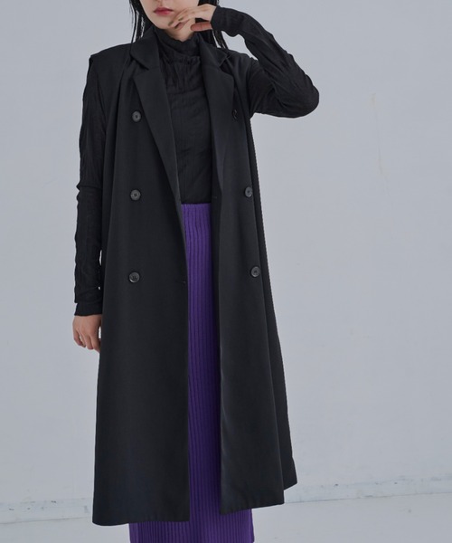 CLEARIMPRESSION （クリアインプレッション）の「【セットアップ対応】ダブルブレストテーラードロングジレ（ベスト・レディース・ブラック・FREE）」の9枚目の写真