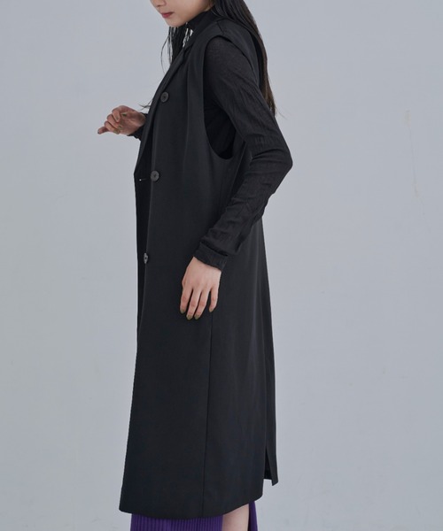 CLEARIMPRESSION （クリアインプレッション）の「【セットアップ対応】ダブルブレストテーラードロングジレ（ベスト・レディース・ブラック・FREE）」の3枚目の写真