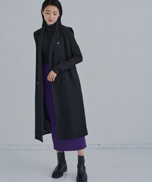 CLEARIMPRESSION （クリアインプレッション）の「【セットアップ対応】ダブルブレストテーラードロングジレ（ベスト・レディース・ブラック・FREE）」の4枚目の写真