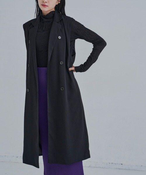 CLEARIMPRESSION （クリアインプレッション）の「【セットアップ対応】ダブルブレストテーラードロングジレ（ベスト・レディース・ブラック・FREE）」の7枚目の写真