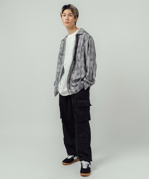 Ressaca(レサーカ)の「オーバーサイズ ストライプ/総柄 レギュラーカラー長袖シャツ(シャツ/ブラウス・メンズ・ブラック/ベージュ/ブラック系その他/ライトグリーン/ホワイト/オフホワイト/ブラック系その他2/ダークグリーン/グリーン・L/XL/M)」の18枚目の写真