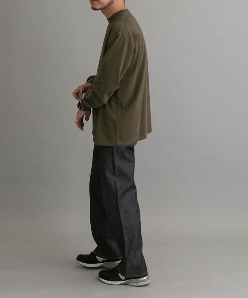 EKAL（エカル）の「EKAL　ロゴポケットロングスリーブTシャツ（Tシャツ/カットソー・メンズ・ライトグレー/カーキ・SMALL/MEDIUM/LARGE）」の10枚目の写真