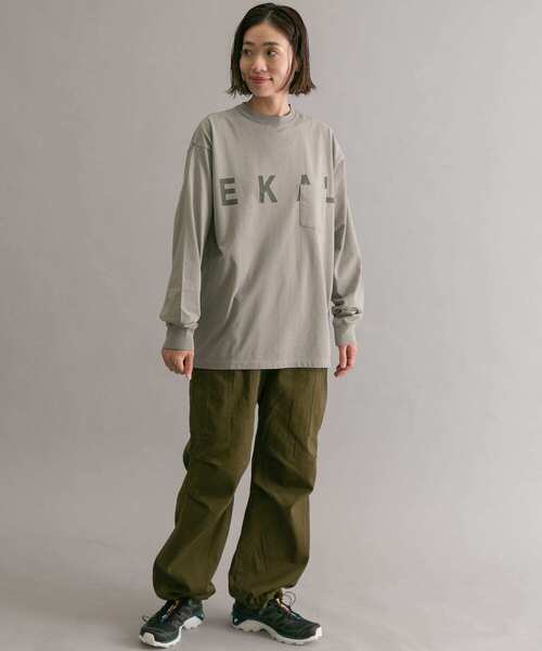 EKAL（エカル）の「EKAL　ロゴポケットロングスリーブTシャツ（Tシャツ/カットソー・メンズ・ライトグレー/カーキ・SMALL/MEDIUM/LARGE）」の20枚目の写真