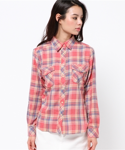 AZUL by moussy（アズールバイマウジー）の「フェイドチェックWポケ長袖T/Bシャツ（シャツ/ブラウス・レディース・ピンク系その他/イエロー系その他/ブルー系その他・MEDIUM/SMALL/LARGE）」の13枚目の写真