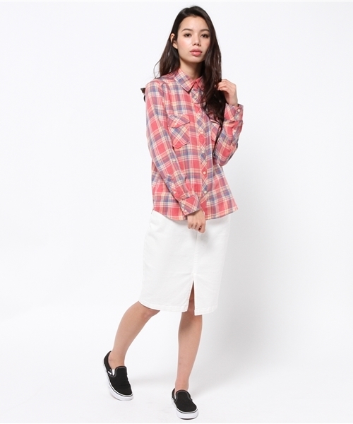 AZUL by moussy（アズールバイマウジー）の「フェイドチェックWポケ長袖T/Bシャツ（シャツ/ブラウス・レディース・ピンク系その他/イエロー系その他/ブルー系その他・MEDIUM/SMALL/LARGE）」の4枚目の写真