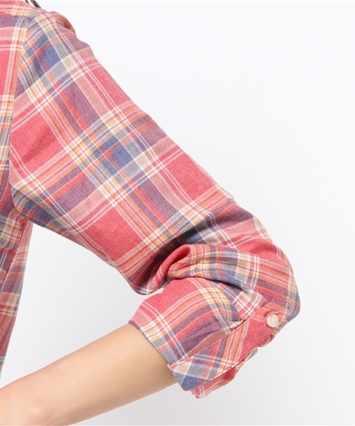 AZUL by moussy（アズールバイマウジー）の「フェイドチェックWポケ長袖T/Bシャツ（シャツ/ブラウス・レディース・ピンク系その他/イエロー系その他/ブルー系その他・MEDIUM/SMALL/LARGE）」の8枚目の写真
