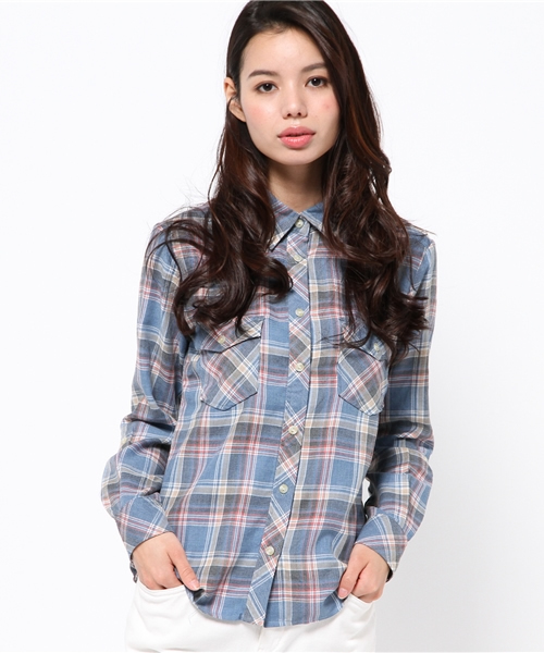 AZUL by moussy（アズールバイマウジー）の「フェイドチェックWポケ長袖T/Bシャツ（シャツ/ブラウス・レディース・ピンク系その他/イエロー系その他/ブルー系その他・MEDIUM/SMALL/LARGE）」の16枚目の写真