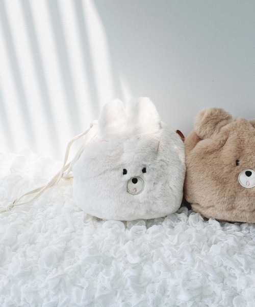 AS KNOW AS plus（アズノゥアズプラス）の「♪すふれあにまるポーチ（ポーチ・レディース・ホワイト/ベージュ/モカ/ホワイト×ブラック・FREE）」の5枚目の写真