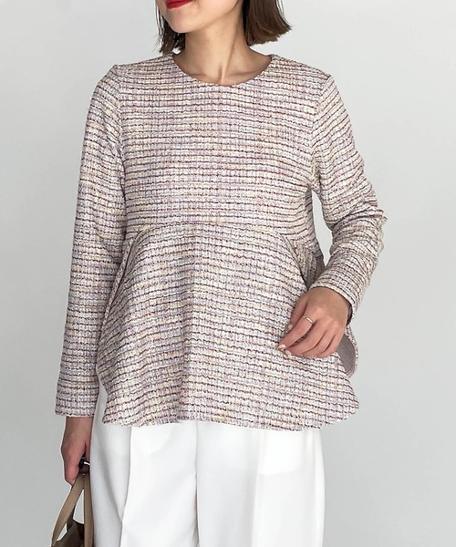 PICCIN(ピッチン)の「ツイード切替えカットソー(Tシャツ/カットソー・レディース・ブラック/ピンク・M)」の4枚目の写真