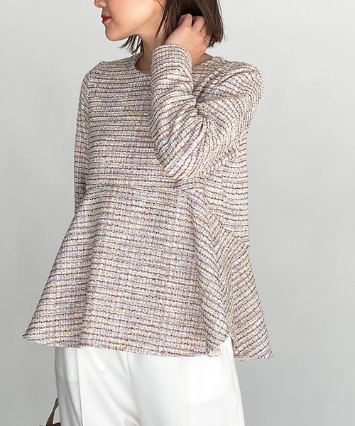 PICCIN(ピッチン)の「ツイード切替えカットソー(Tシャツ/カットソー・レディース・ブラック/ピンク・M)」の7枚目の写真