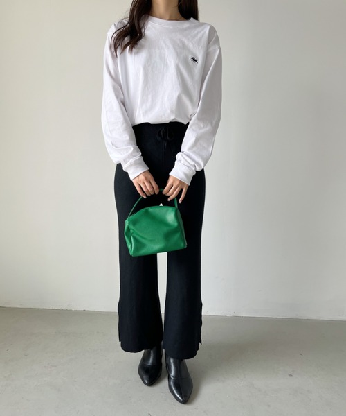 CLEA（クレア）の「スリットイージーニットパンツレギンス（レギンス/スパッツ・レディース・ブラック/ブラウン・FREE）」の6枚目の写真