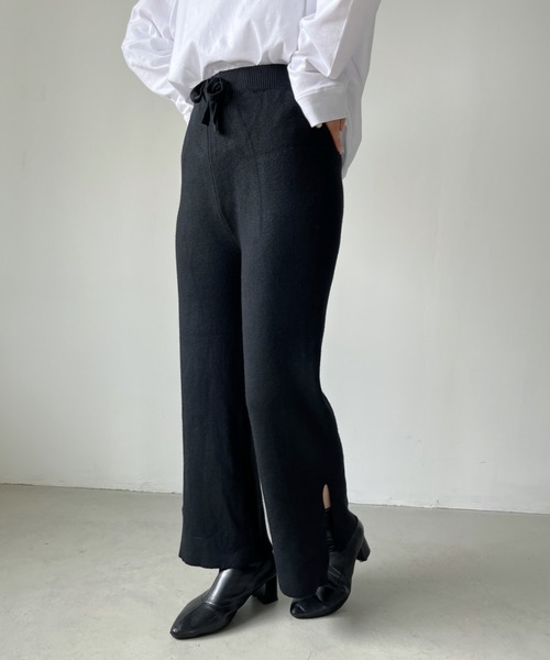 CLEA（クレア）の「スリットイージーニットパンツレギンス（レギンス/スパッツ・レディース・ブラック/ブラウン・FREE）」の3枚目の写真