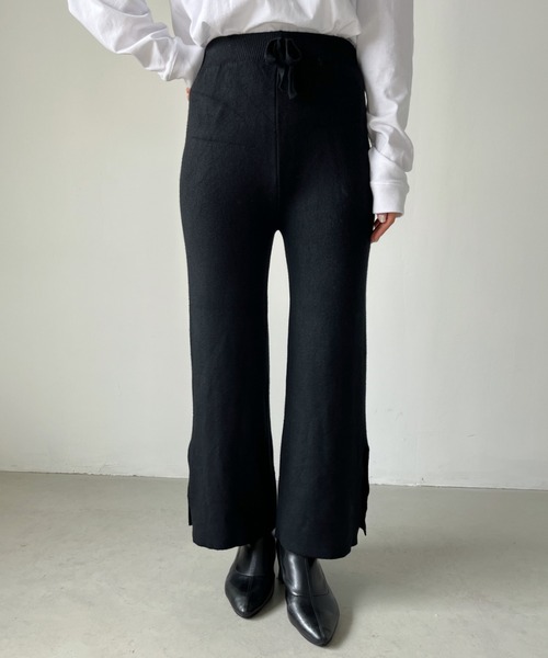 CLEA（クレア）の「スリットイージーニットパンツレギンス（レギンス/スパッツ・レディース・ブラック/ブラウン・FREE）」の4枚目の写真