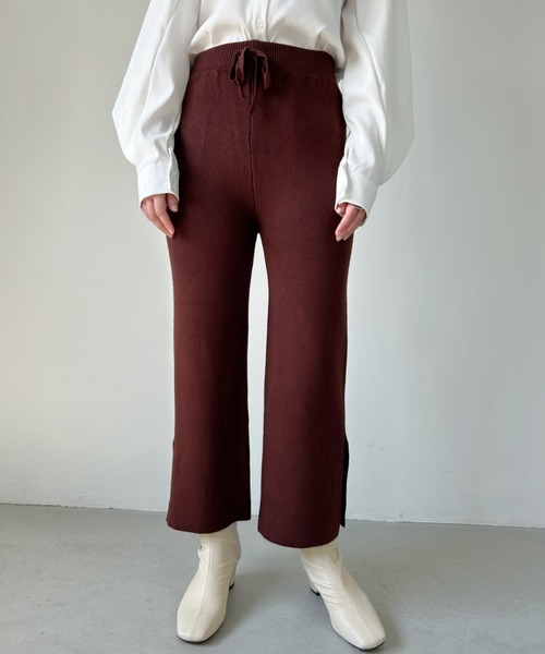 CLEA（クレア）の「スリットイージーニットパンツレギンス（レギンス/スパッツ・レディース・ブラック/ブラウン・FREE）」の9枚目の写真