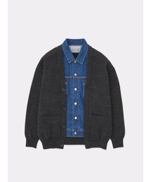 SOFTHYPHEN MA-1 MIX CARDIGAN ブラック 02 SOFTHYPHEN（ソフトハイフン）の「MA-1 MIX CARDIGAN（ニット