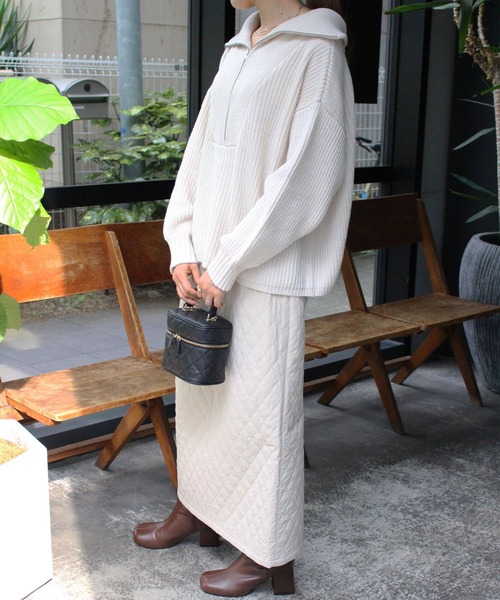 MLI'A（エムリア）の「ハーフZIPプルオーバーニット（ニット/セーター・レディース・アイボリー/ブラック/ブラウン/パープル/ピンク・M）」の8枚目の写真