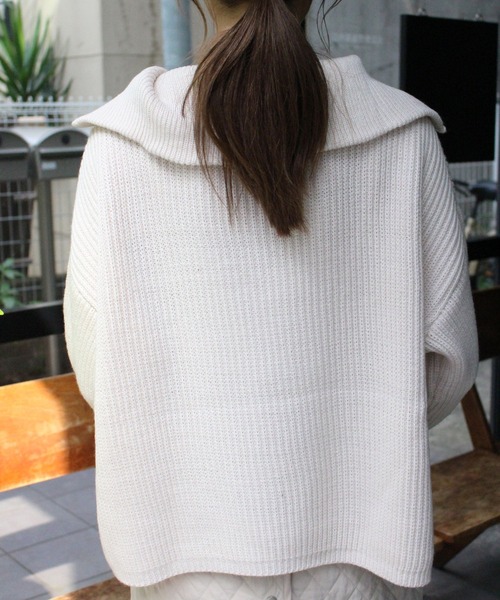 MLI'A（エムリア）の「ハーフZIPプルオーバーニット（ニット/セーター・レディース・アイボリー/ブラック/ブラウン/パープル/ピンク・M）」の10枚目の写真