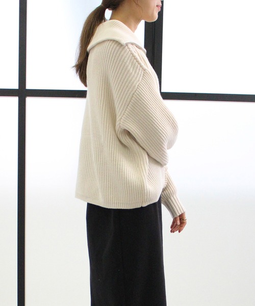 MLI'A（エムリア）の「ハーフZIPプルオーバーニット（ニット/セーター・レディース・アイボリー/ブラック/ブラウン/パープル/ピンク・M）」の16枚目の写真