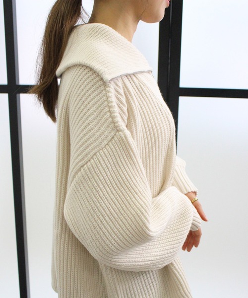 MLI'A（エムリア）の「ハーフZIPプルオーバーニット（ニット/セーター・レディース・アイボリー/ブラック/ブラウン/パープル/ピンク・M）」の15枚目の写真