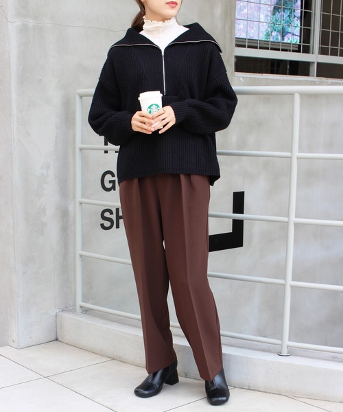 MLI'A（エムリア）の「ハーフZIPプルオーバーニット（ニット/セーター・レディース・アイボリー/ブラック/ブラウン/パープル/ピンク・M）」の19枚目の写真