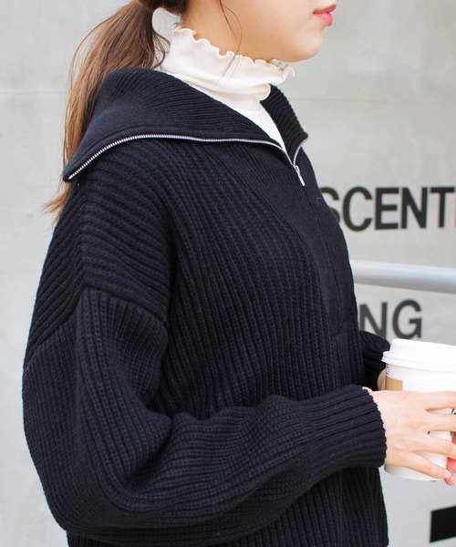 MLI'A（エムリア）の「ハーフZIPプルオーバーニット（ニット/セーター・レディース・アイボリー/ブラック/ブラウン/パープル/ピンク・M）」の20枚目の写真