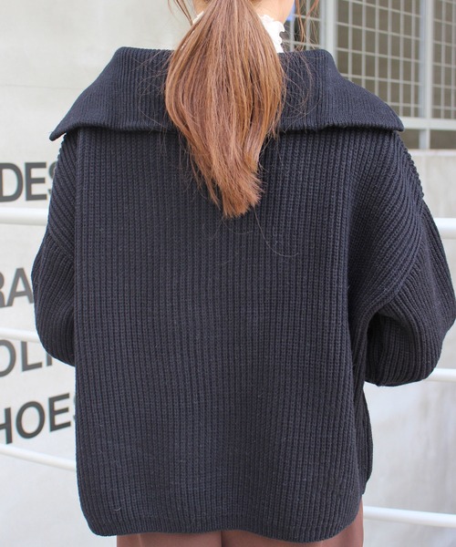 MLI'A（エムリア）の「ハーフZIPプルオーバーニット（ニット/セーター・レディース・アイボリー/ブラック/ブラウン/パープル/ピンク・M）」の22枚目の写真