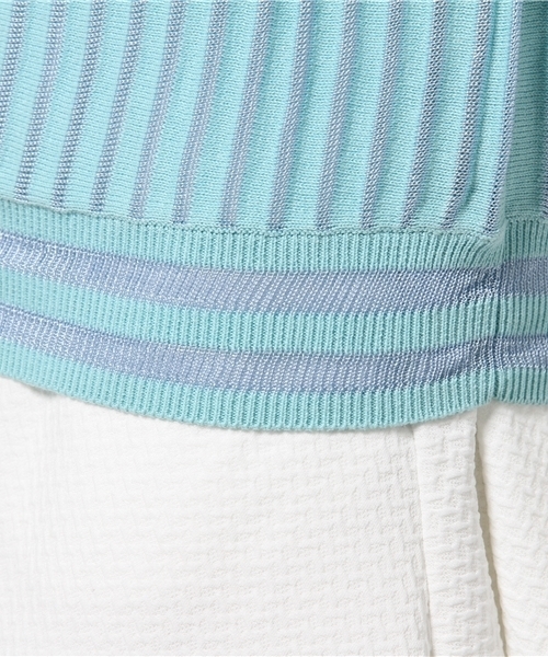 mystic（ミスティック）の「ストライプコットンレーヨンプルオーバー（ニット/セーター・レディース・オフホワイト/ミント/ピンク/ブラック・ﾌﾘ-）」の10枚目の写真