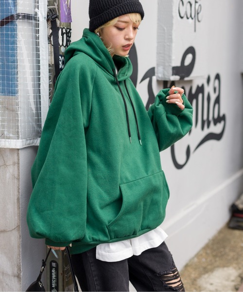 SpRay(スプレイ)の「裏起毛BIGパーカー(パーカー・レディース・パープル/ベージュ/モカ/ブルー/グレー/チャコールグレー/ダークグリーン/ブラック/アイボリー・FREE)」の7枚目の写真