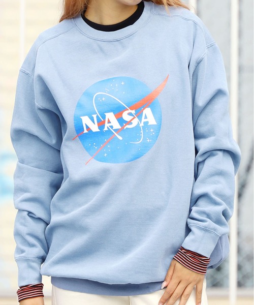 ＋81BRANCA（ハチイチブランカ）の「別注：+81BRANCA/ハチイチブランカ×NASA VINTAGE LIKE クルーネックスエット（スウェット・レディース・スミクロ/ホワイト/グレイッシュブルー・XL/L/M）」の22枚目の写真