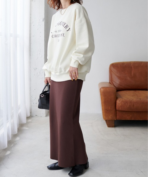 DISCOAT（ディスコート）の「裏起毛刺繍ロゴスウェット（スウェット・レディース・パープル/ネイビー/オフホワイト/ライトベージュ・FREE）」の6枚目の写真