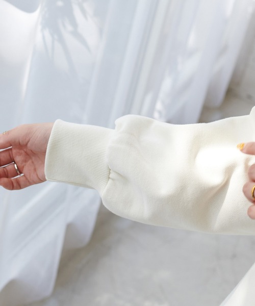 DISCOAT（ディスコート）の「裏起毛刺繍ロゴスウェット（スウェット・レディース・パープル/ネイビー/オフホワイト/ライトベージュ・FREE）」の17枚目の写真