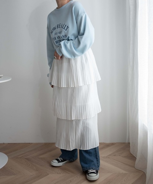 WEGO（ウィゴー）の「WEGO/【一部店限定】ティアードロングスカート（スカート・レディース・ブラック/ホワイト・FREE）」の7枚目の写真