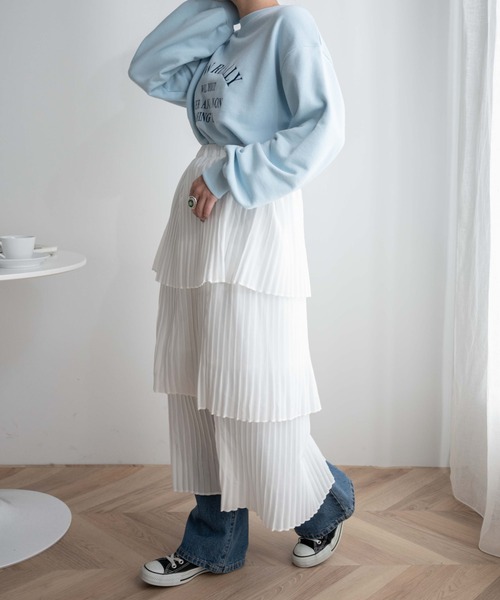 WEGO（ウィゴー）の「WEGO/【一部店限定】ティアードロングスカート（スカート・レディース・ブラック/ホワイト・FREE）」の3枚目の写真