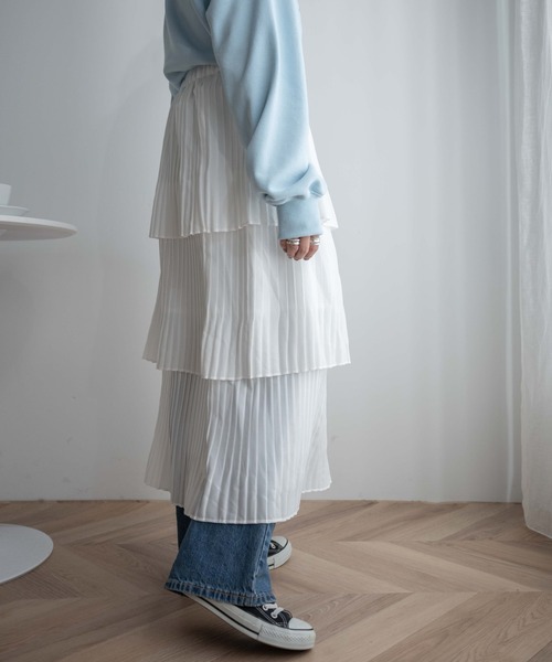 WEGO（ウィゴー）の「WEGO/【一部店限定】ティアードロングスカート（スカート・レディース・ブラック/ホワイト・FREE）」の5枚目の写真